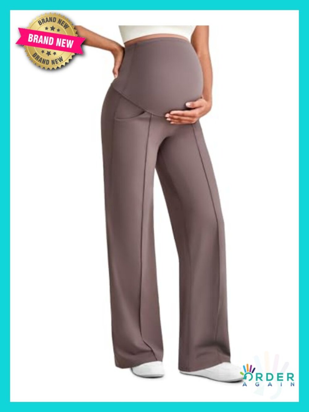 Maternity Pants Over the Belly Wide Leg with Pockets